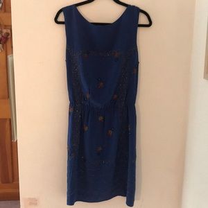 Anthropologie blue beaded dress